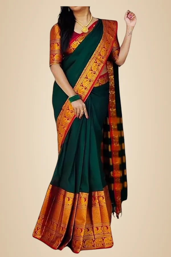 Bgreen_Cotton_Cotton_Silk_Saree_For_Women