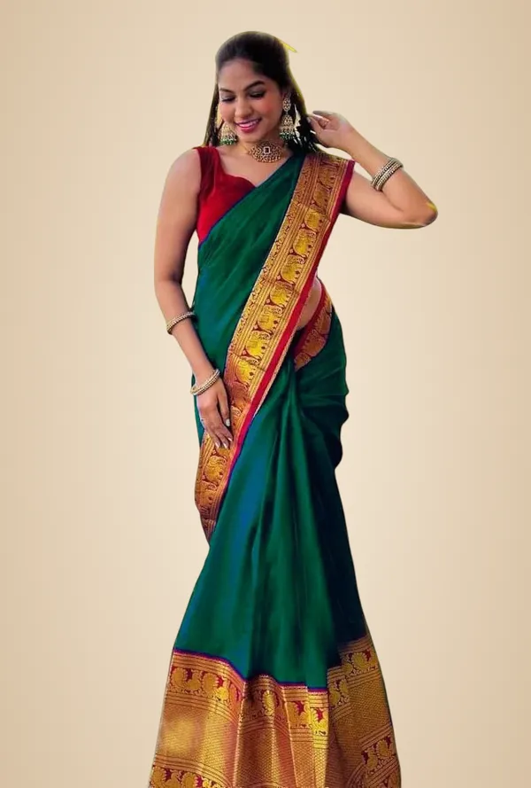 Bottle_Green_Cotton_Silk_Narayanpet_Cotton_Silk_Saree_For_Women