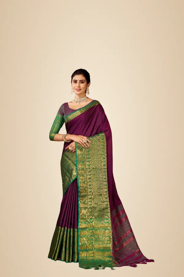 Wine_Cotton_Pochampally_Cotton_Saree_For_Women