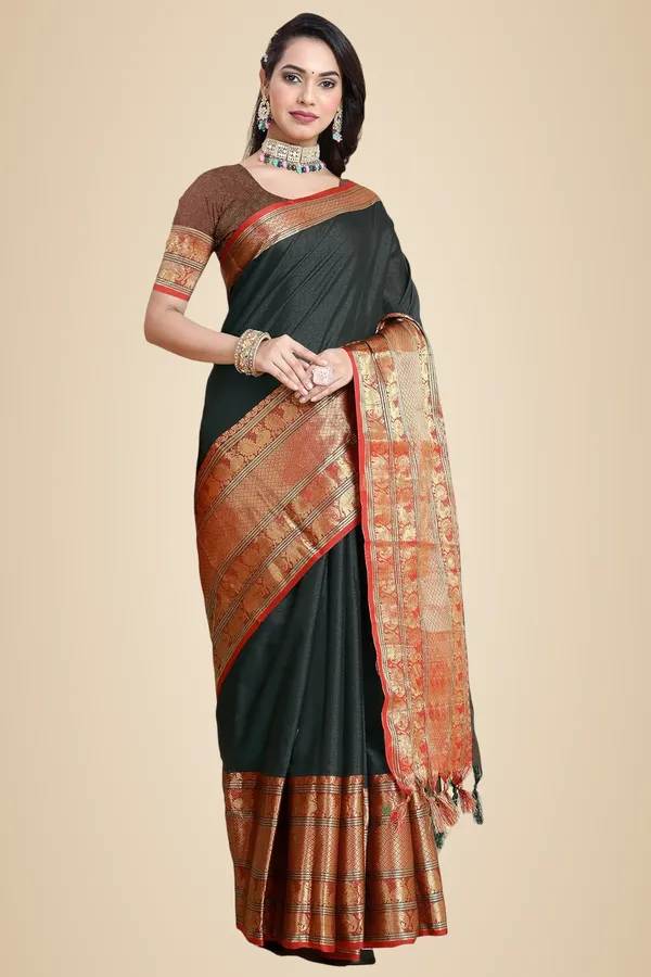 Black_Cotton_Silk_Kanjivaram_Cotton_Silk_Saree_For_Women