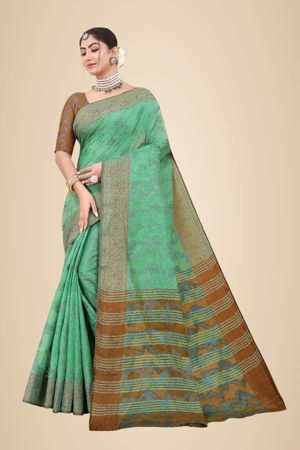 Green_Cotton_Kanjivaram_Cotton_Saree_For_Women