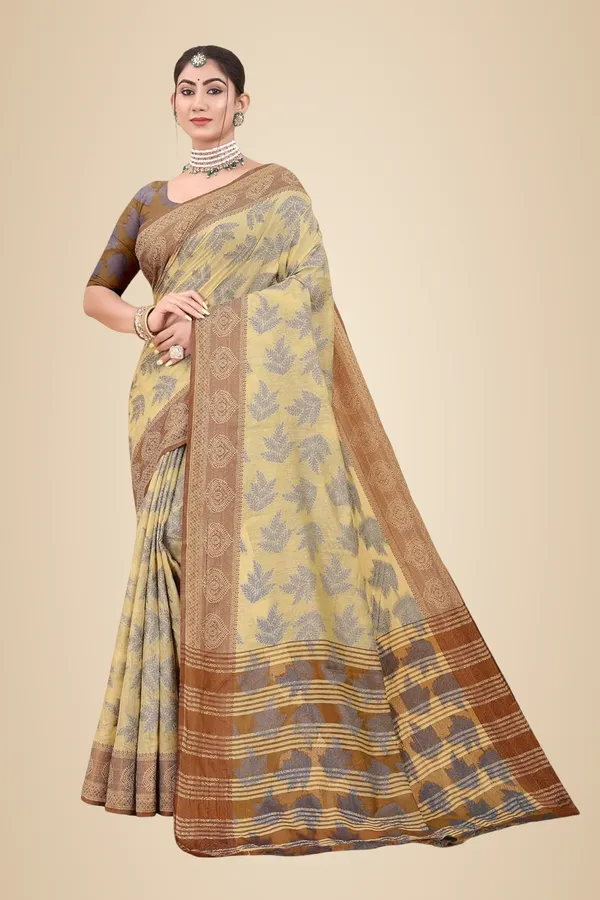 Brown_Cotton_Kanjivaram_Cotton_Silk_Saree_For_Women