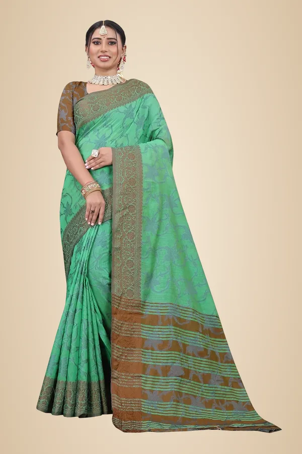 Green_Cotton_Kanjivaram_Cotton_Saree_For_Women