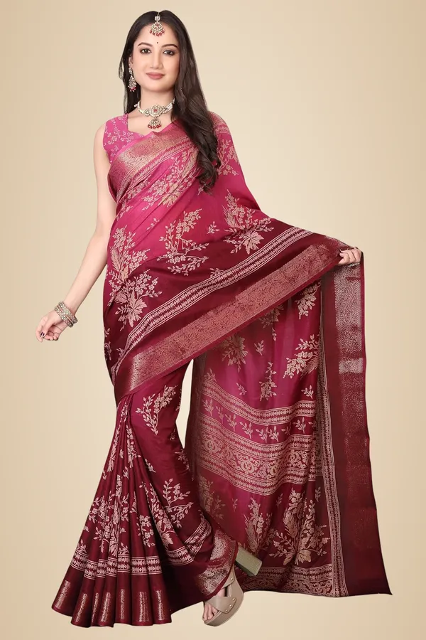 Dark_Pink_Silk_Blend_Art_Silk_Saree_For_Women
