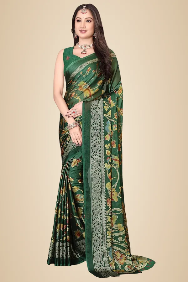 Dark_Green_Chiffon_Zari_Chiffon_Saree_For_Women