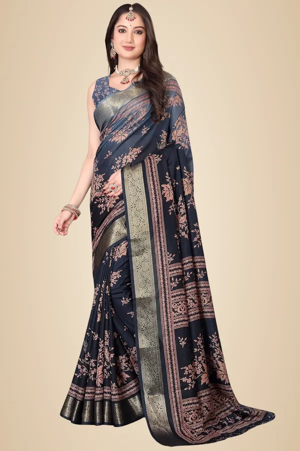 Navy_Blue_Silk_Blend_Printed_Dola_Silk_Saree_For_Women