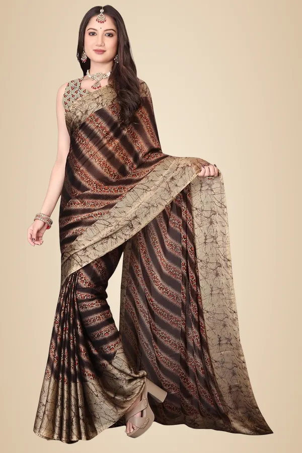 Brown_Marble_Georgette_Chiffon_Georgette_Saree_For_Women