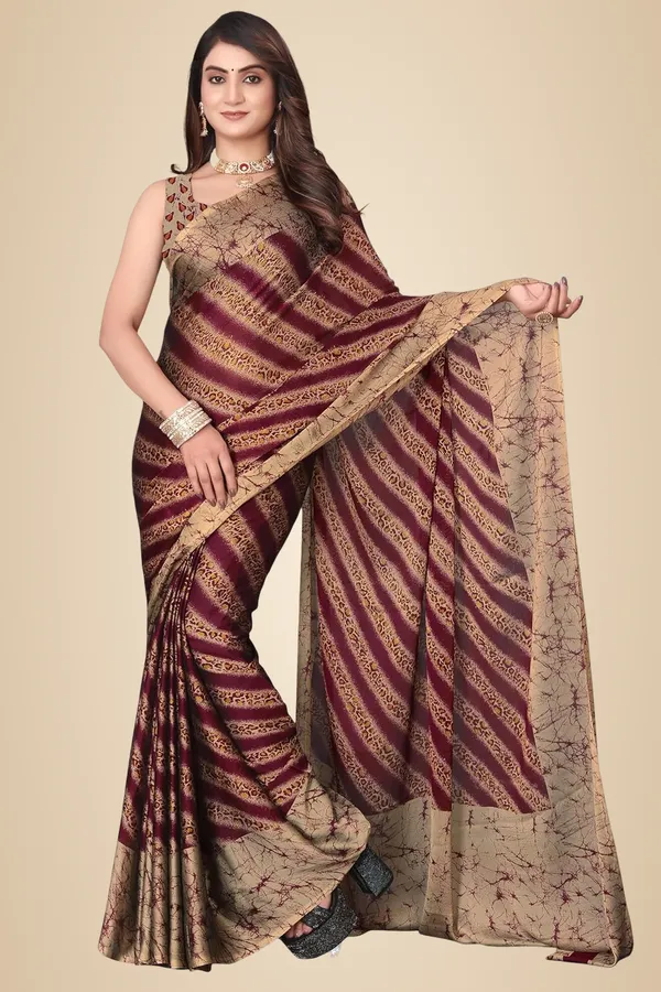 Maroon_Marble_Georgette_Chiffon_Georgette_Saree_For_Women