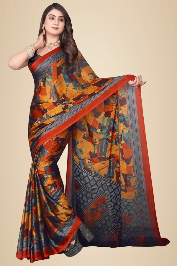 Orange_Georgette_Chiffon_Georgette_Saree_For_Women