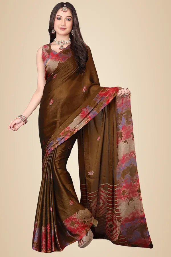 Brown_Georgette_Chiffon_Georgette_Saree_For_Women
