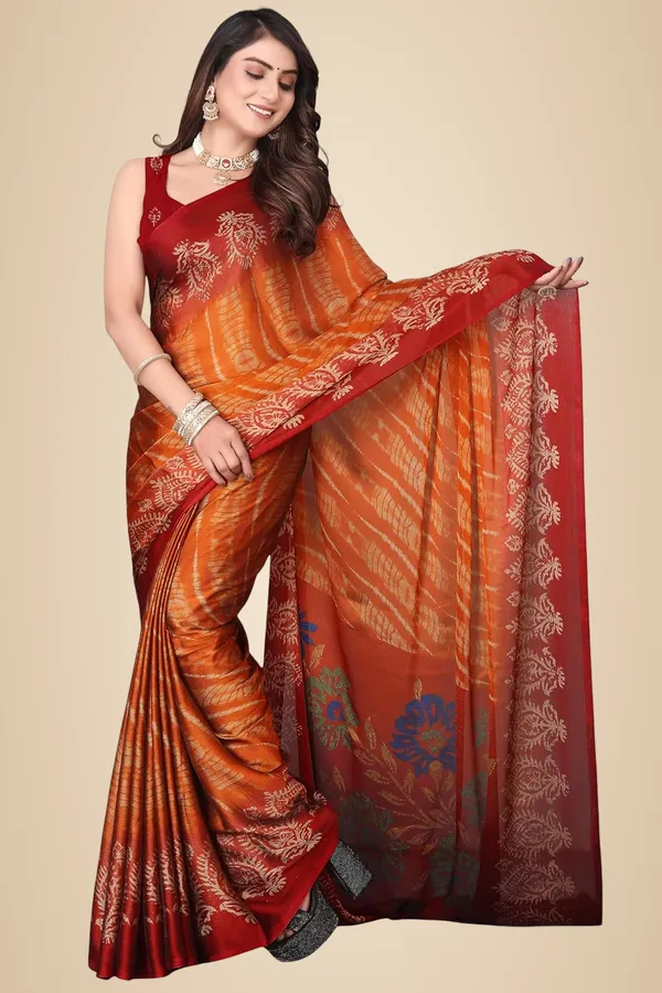 Orange_Georgette_Chiffon_Georgette_Saree_For_Women