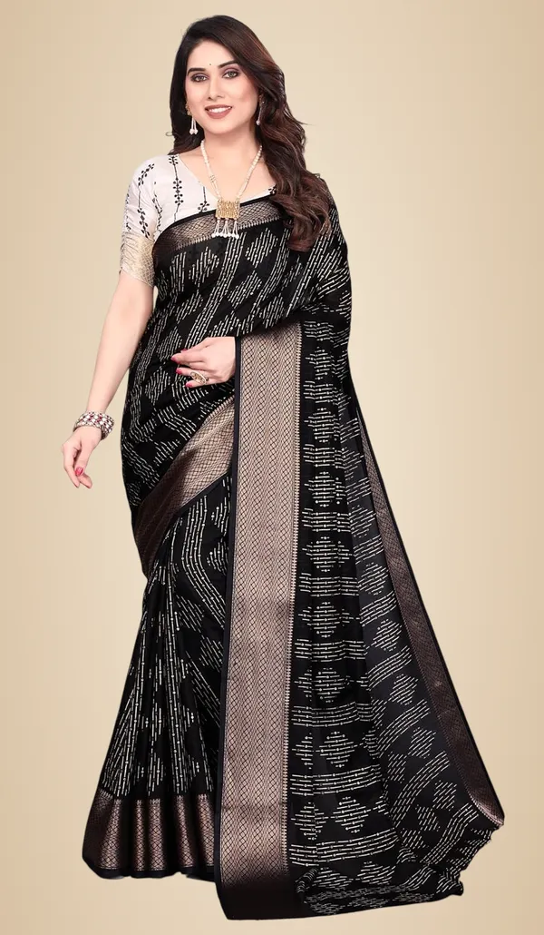Black_Cotton_Blend_Dola_Silk_Saree_For_Women