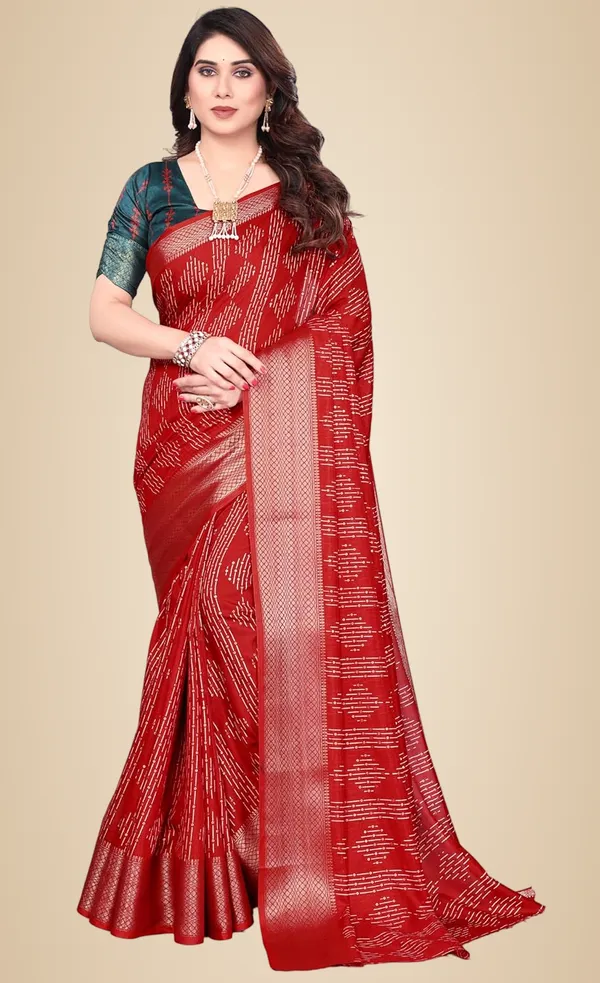 Red_Cotton_Blend_Dola_Silk_Saree_For_Women