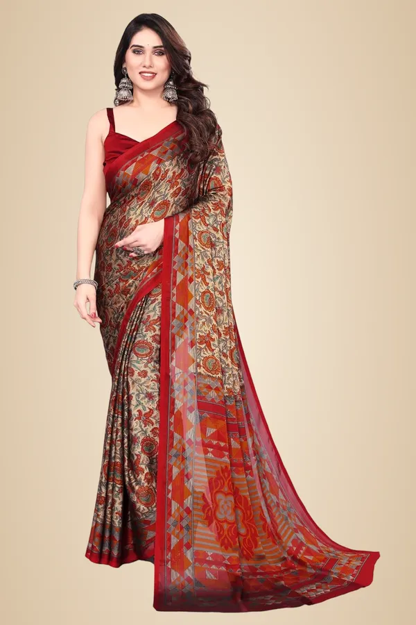 Maroon_Chiffon_Printed_Chiffon_Saree_For_Women