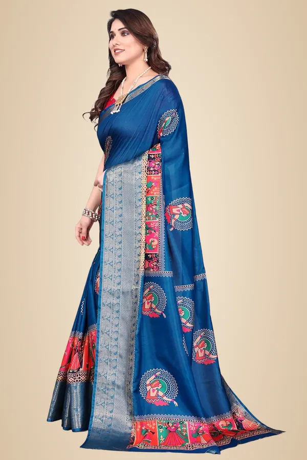 Blue_Silk_Blend_Bandhani_Marshmallow_Saree_For_Women
