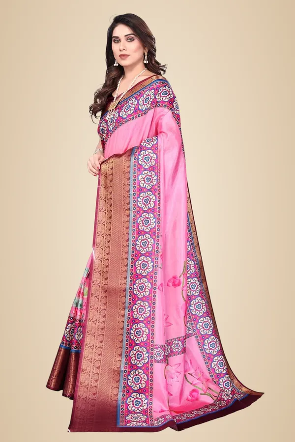Pink_Silk_Blend_Printed_Dola_Silk_Saree_For_Women