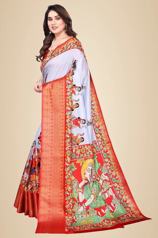 Aqua_Blue_Silk_Blend_Printed_Dola_Silk_Saree_For_Women