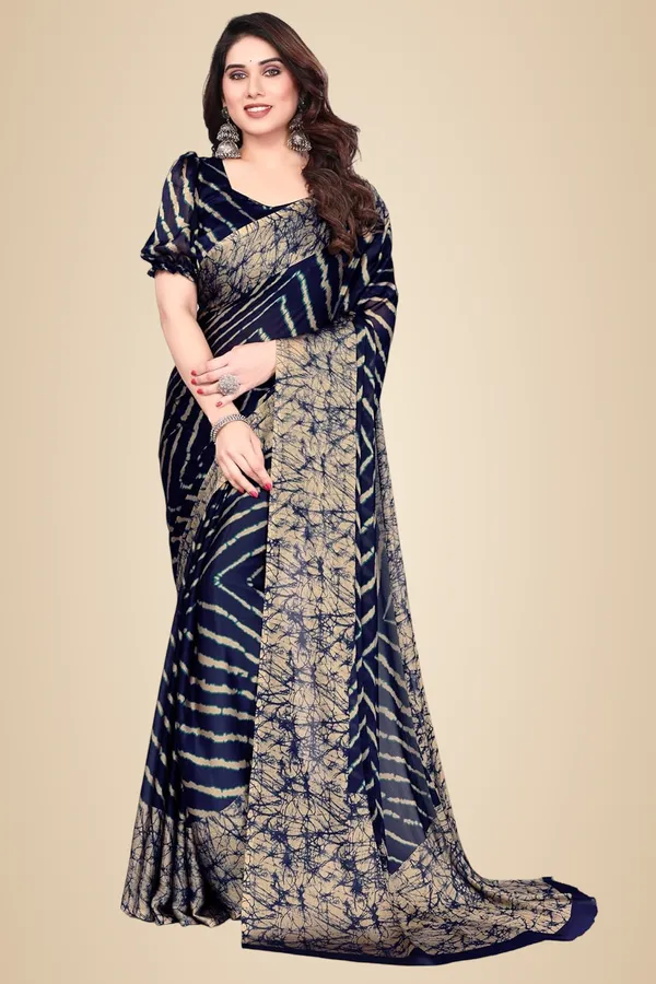 Navy_Blue_Chiffon_Leheriya_Chiffon_Saree_For_Women
