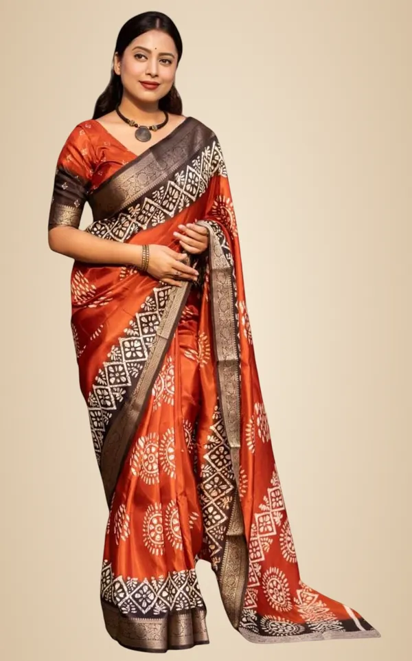 Brown_Polyester_Printed_Dola_Silk_Saree_For_Women