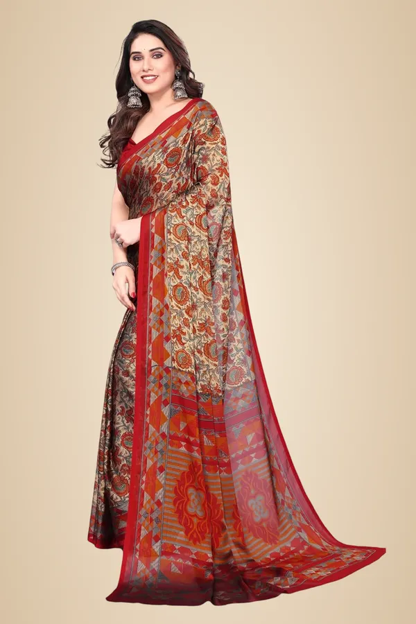 Red_Polyester_Printed_Chiffon_Saree_For_Women
