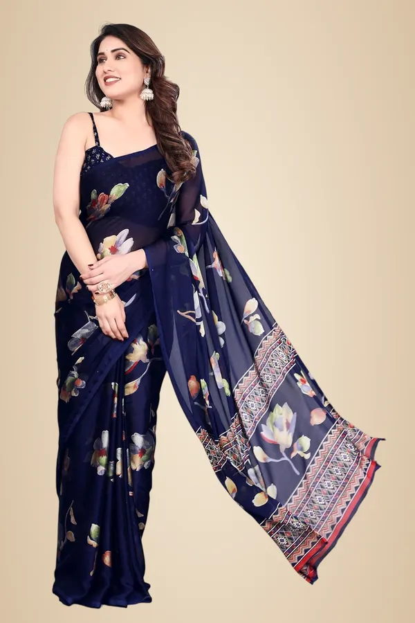 Dark_Blue_Polyester_Kerala_Kasavu_Saree_For_Women
