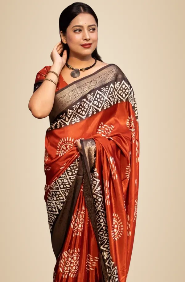 Brown_Polyester_Printed_Dola_Silk_Saree_For_Women