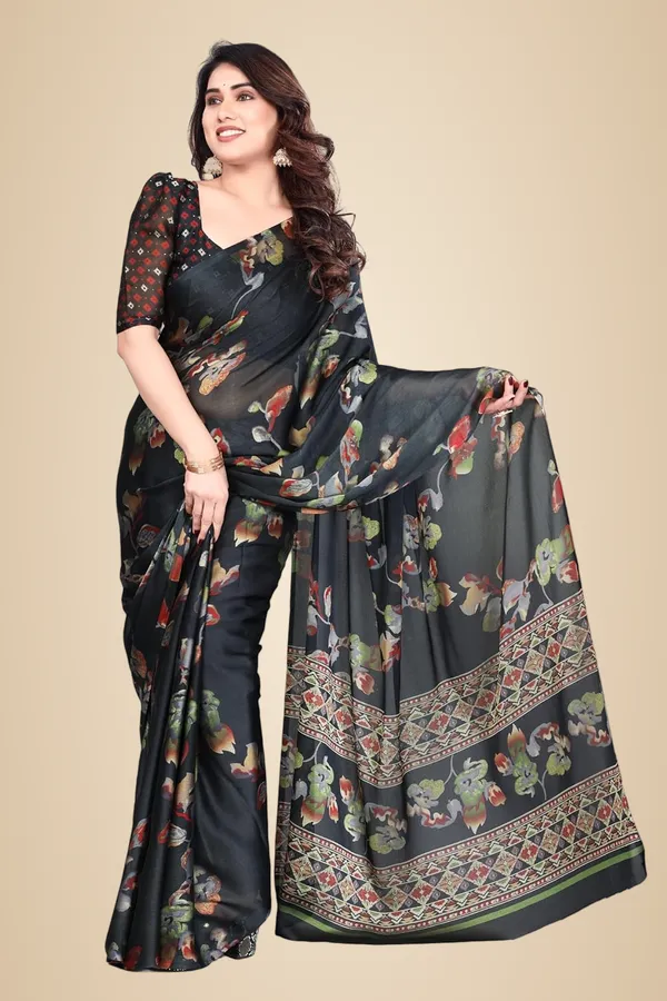 Black_Chiffon_Printed_Dola_Silk_Saree_For_Women