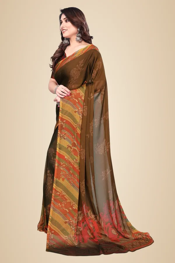 Brown_Polyester_Printed_Chiffon_Saree_For_Women
