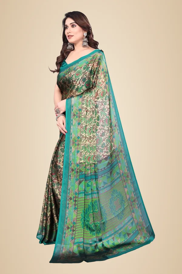 Green_Polyester_Chiffon_Georgette_Saree_For_Women