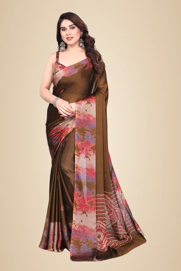 Brown_Polyester_Printed_Chiffon_Saree_For_Women