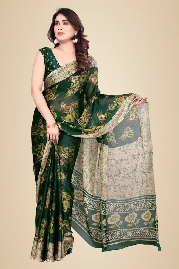 Bottle_Green_Chiffon_Printed_Chiffon_Saree_For_Women