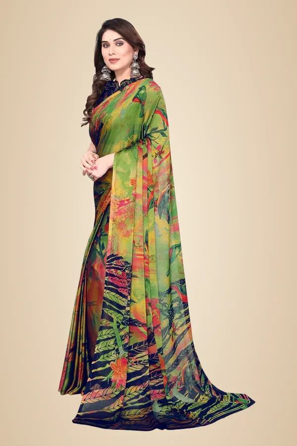 Green_Polyester_Printed_Chiffon_Saree_For_Women
