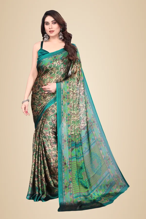 Green_Polyester_Chiffon_Georgette_Saree_For_Women