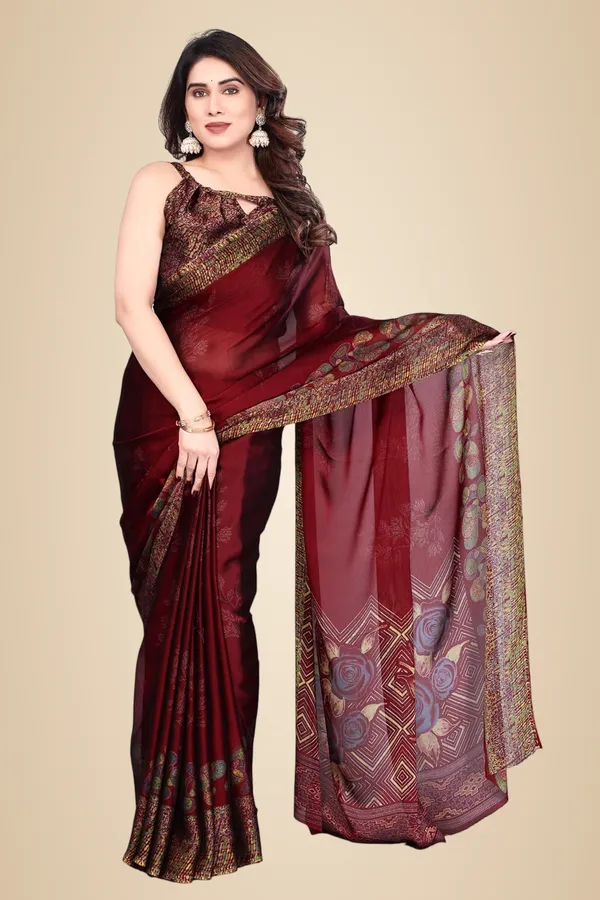Maroon_Georgette_Chiffon_Georgette_Saree_For_Women