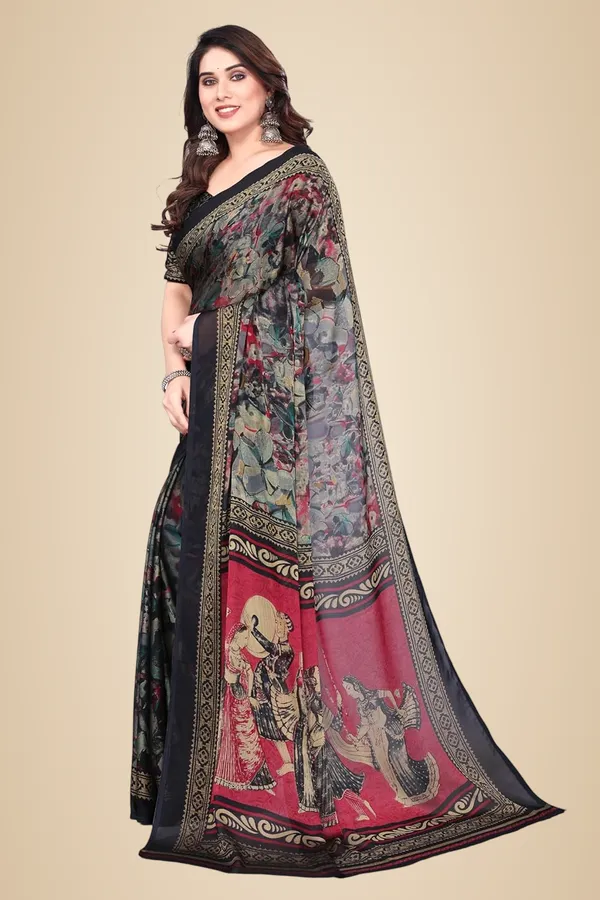Black_Polyester_Chiffon_Georgette_Saree_For_Women