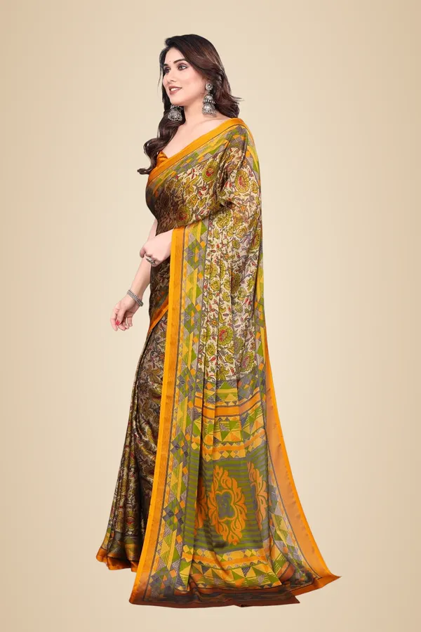 Yellow_Polyester_Chiffon_Georgette_Saree_For_Women