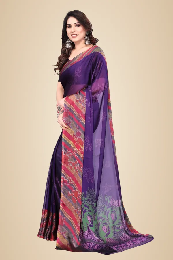 Blue_Polyester_Pochampally_Cotton_Silk_Saree_For_Women
