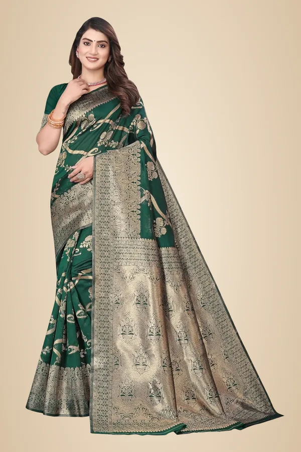 Dark_Green_Art_Silk_Kanjivaram_Silk_Saree_For_Women