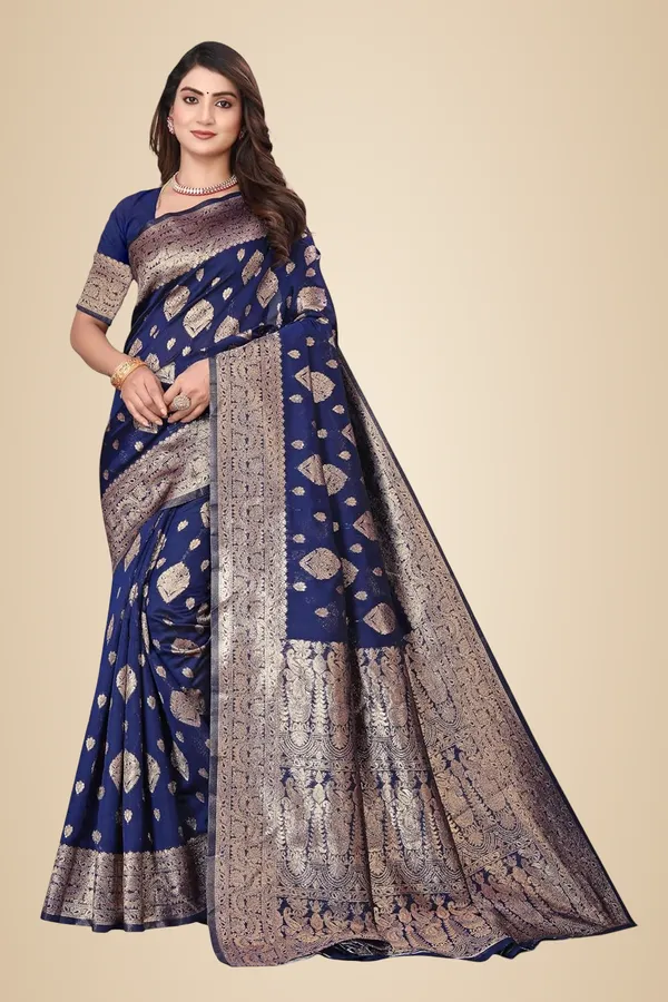 Dark_Blue_And_Gold_Art_Silk_Kanjivaram_Silk_Saree_For_Women
