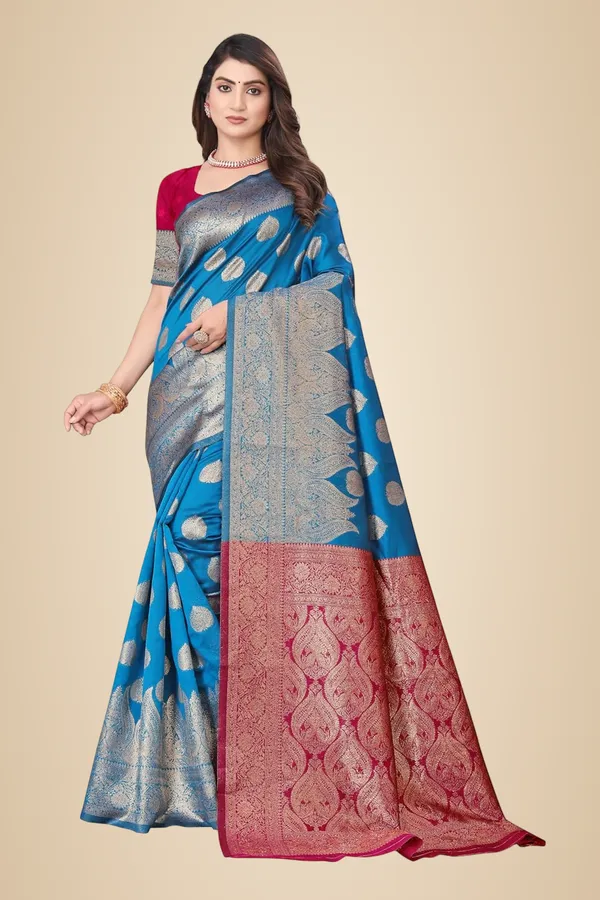Multicolour_Silk_Blend_Kanjivaram_Silk_Saree_For_Women