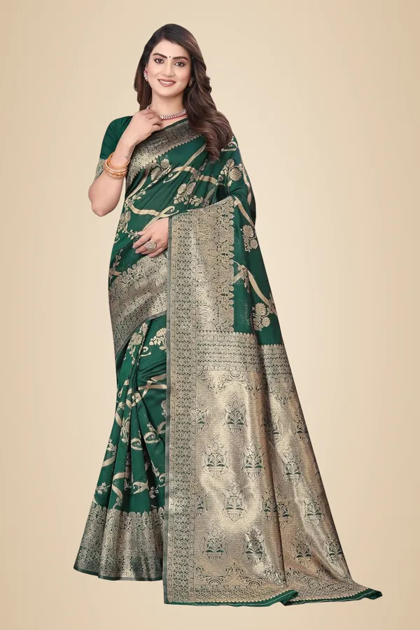 Green_Silk_Blend_Kanjivaram_Silk_Saree_For_Women