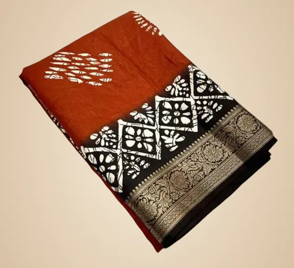 Brown_Silk_Printed_Chiffon_Saree_For_Women