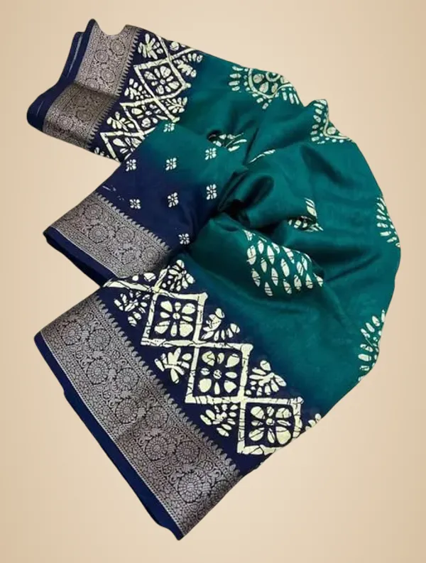 Teal_Silk_Bandhani_Dola_Silk_Saree_For_Women
