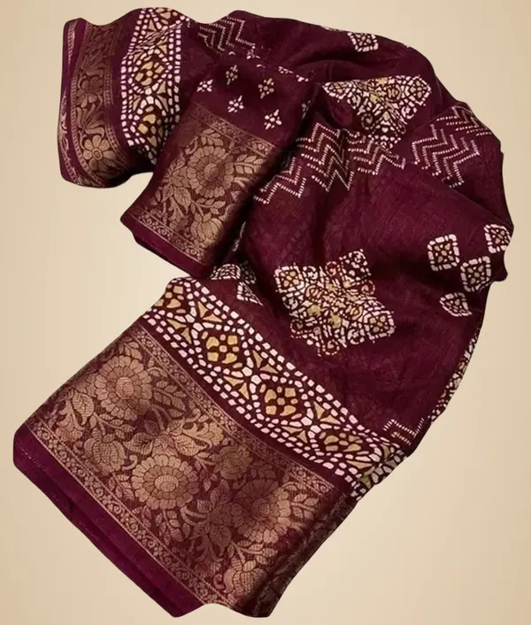 Wine_Silk_Bandhani_Dola_Silk_Saree_For_Women