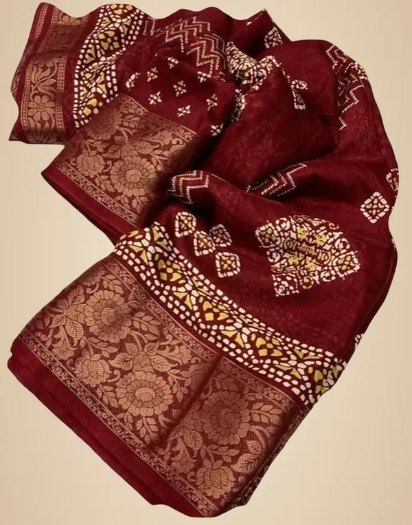 Maroon_Silk_Bandhani_Dola_Silk_Saree_For_Women