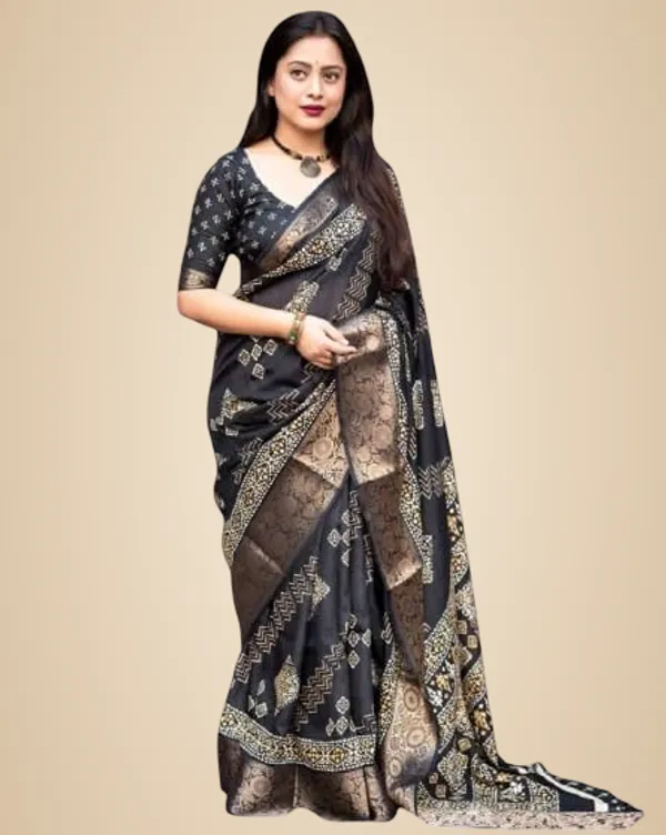 Black_Silk_Zari_Chiffon_Saree_For_Women