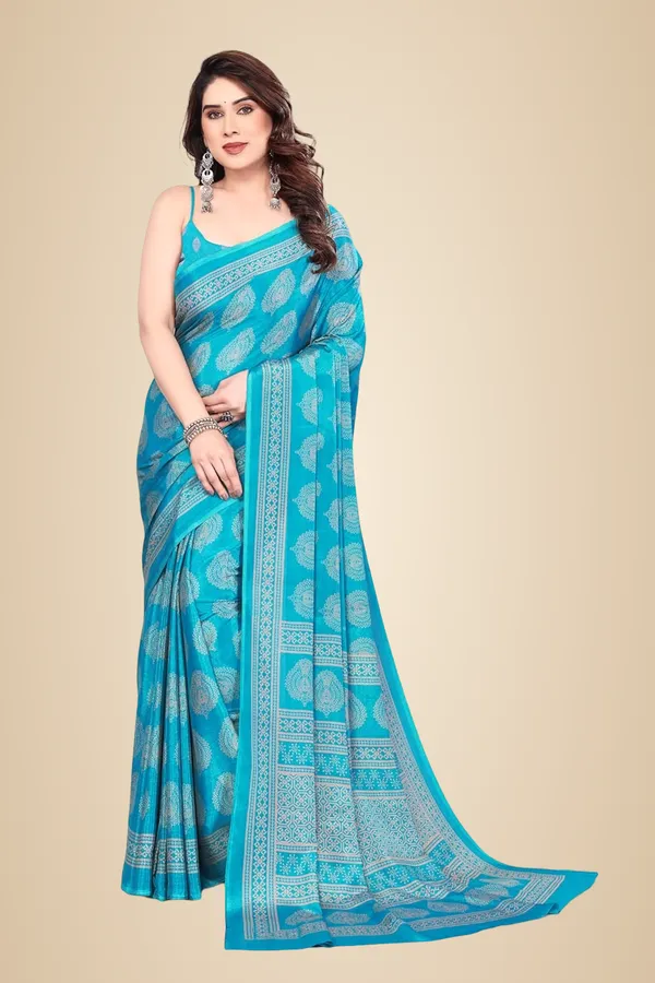 Sky_Blue_Polyester_Printed_Chiffon_Saree_For_Women
