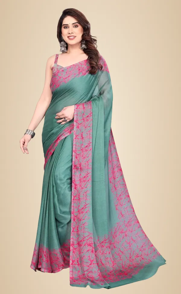 Sea_Green_Polyester_Plain_Chiffon_Saree_For_Women