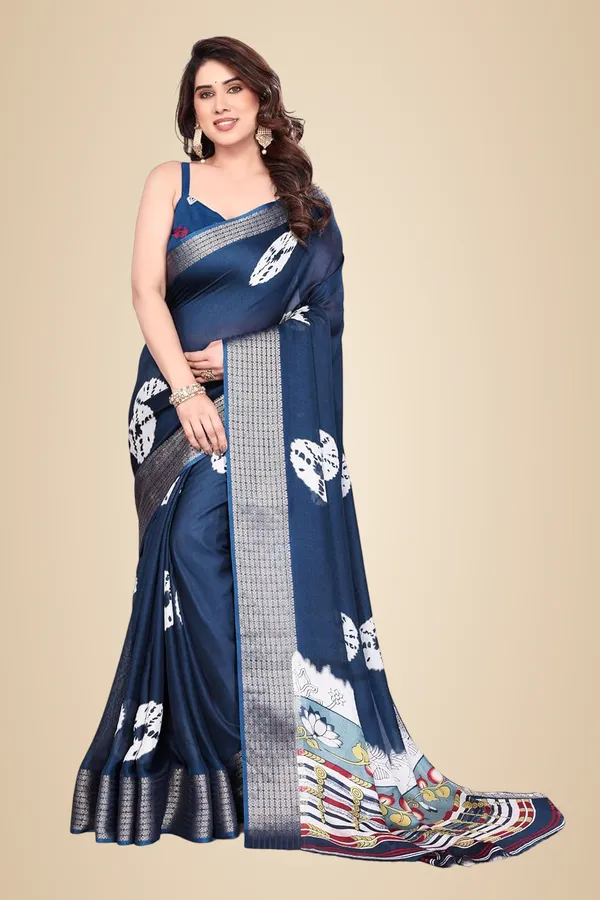 Navy_Blue_Silk_Bandhani_Marshmallow_Saree_For_Women