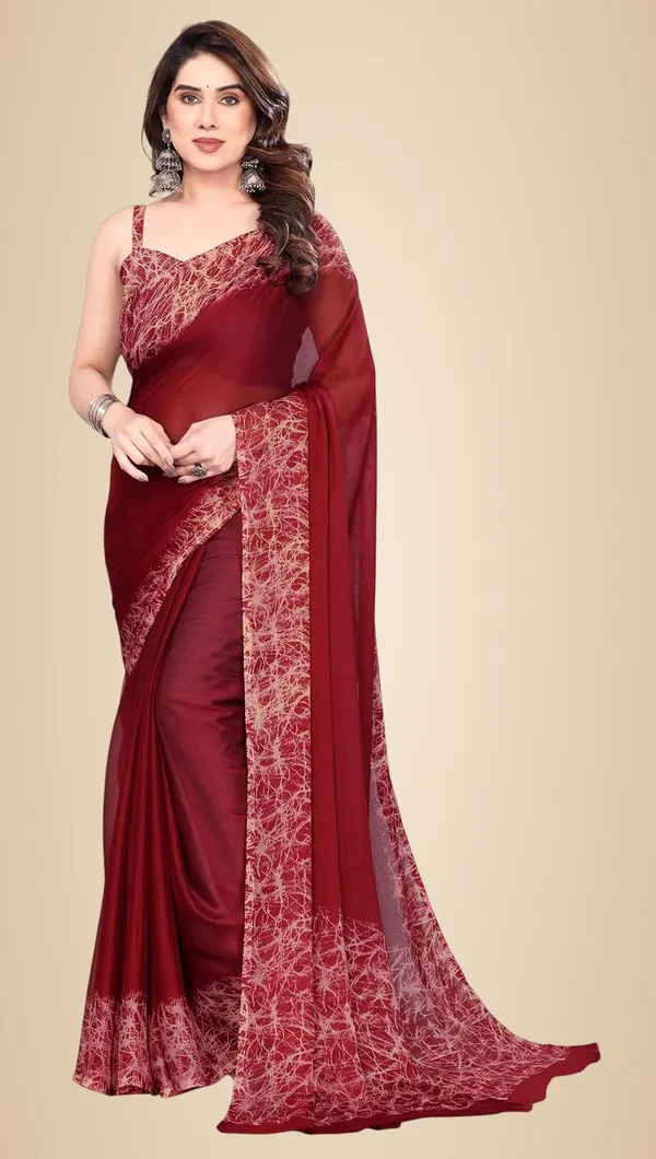 Maroon_Polyester_Plain_Chiffon_Saree_For_Women